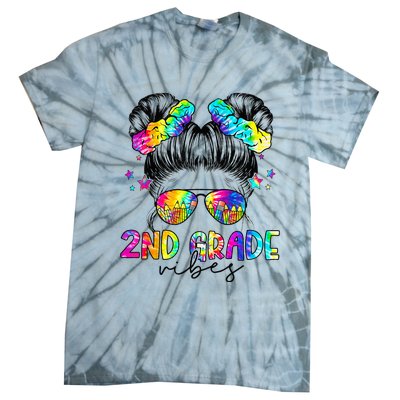 2nd Grade Vibes Messy Bun Second Grade Back To School Tie-Dye T-Shirt