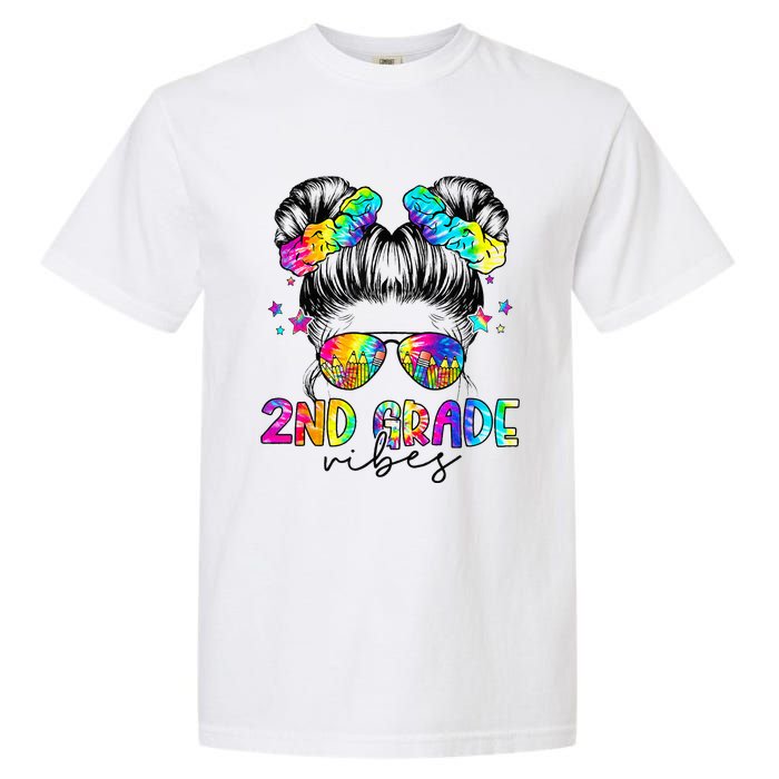 2nd Grade Vibes Messy Bun Second Grade Back To School Garment-Dyed Heavyweight T-Shirt