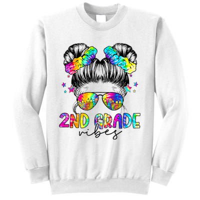 2nd Grade Vibes Messy Bun Second Grade Back To School Sweatshirt