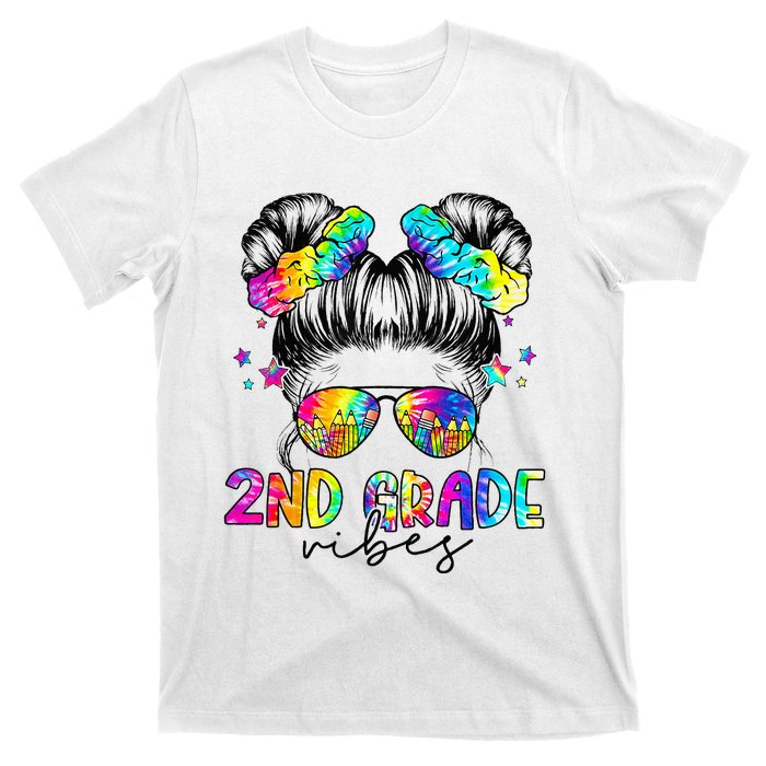 2nd Grade Vibes Messy Bun Second Grade Back To School T-Shirt