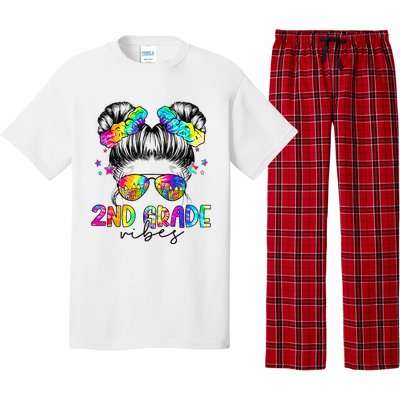 2nd Grade Vibes Messy Bun Second Grade Back To School Pajama Set