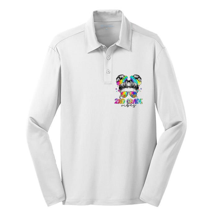 2nd Grade Vibes Messy Bun Second Grade Back To School Silk Touch Performance Long Sleeve Polo