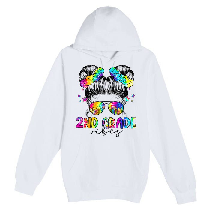 2nd Grade Vibes Messy Bun Second Grade Back To School Premium Pullover Hoodie