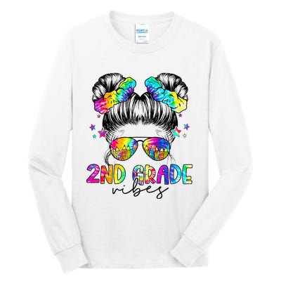 2nd Grade Vibes Messy Bun Second Grade Back To School Tall Long Sleeve T-Shirt