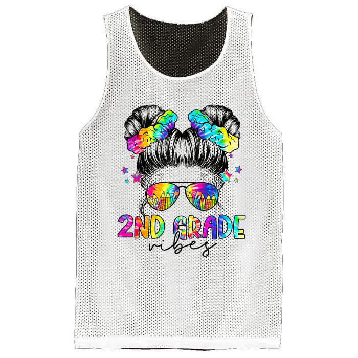 2nd Grade Vibes Messy Bun Second Grade Back To School Mesh Reversible Basketball Jersey Tank