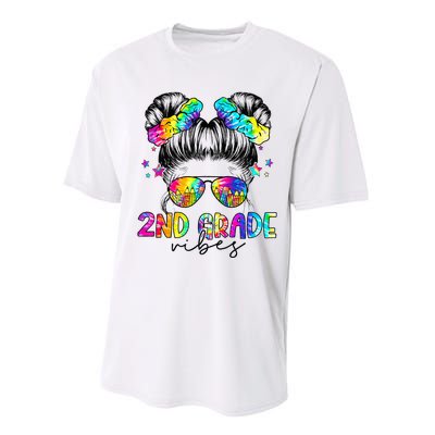 2nd Grade Vibes Messy Bun Second Grade Back To School Performance Sprint T-Shirt