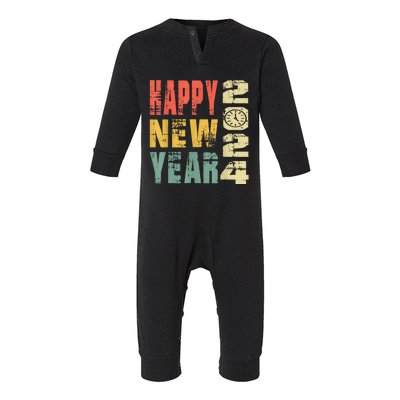 2024 Happy New Year Celebration Vintage Infant Fleece One Piece