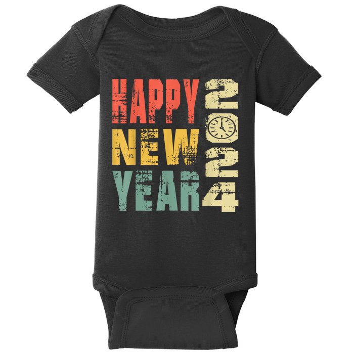 2024 Happy New Year Celebration Vintage Baby Bodysuit