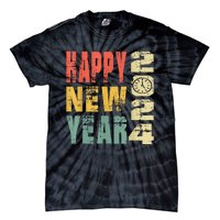 2024 Happy New Year Celebration Vintage Tie-Dye T-Shirt