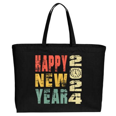 2024 Happy New Year Celebration Vintage Cotton Canvas Jumbo Tote