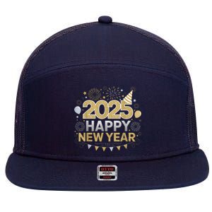 2025 Happy New Year Celebration Party Lover Family Matching 7 Panel Mesh Trucker Snapback Hat