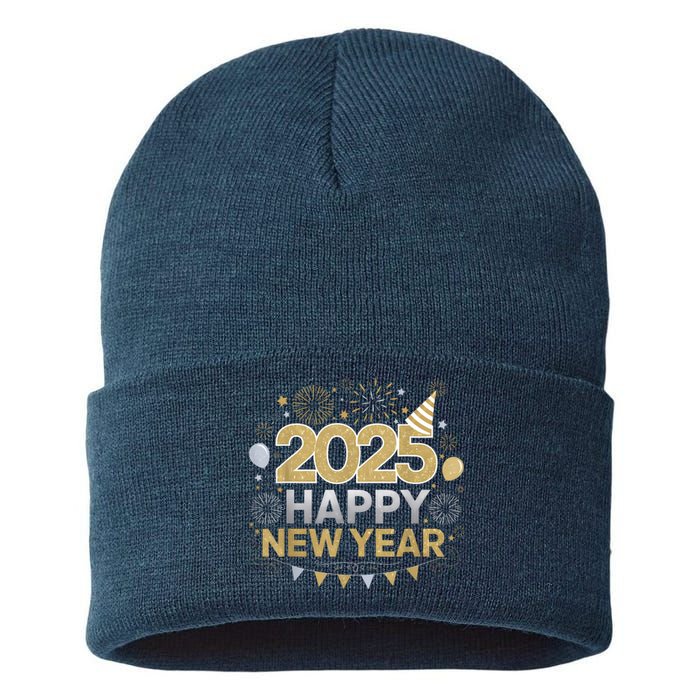 2025 Happy New Year Celebration Party Lover Family Matching Sustainable Knit Beanie