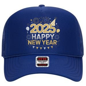 2025 Happy New Year Celebration Party Lover Family Matching High Crown Mesh Back Trucker Hat