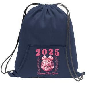 2025 Happy New Year Pin.K Coquette Bow Disco Ball New YearS Sweatshirt Cinch Pack Bag