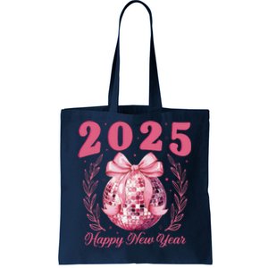 2025 Happy New Year Pin.K Coquette Bow Disco Ball New YearS Tote Bag