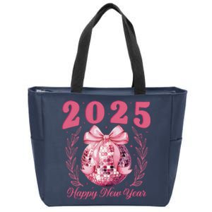 2025 Happy New Year Pin.K Coquette Bow Disco Ball New YearS Zip Tote Bag