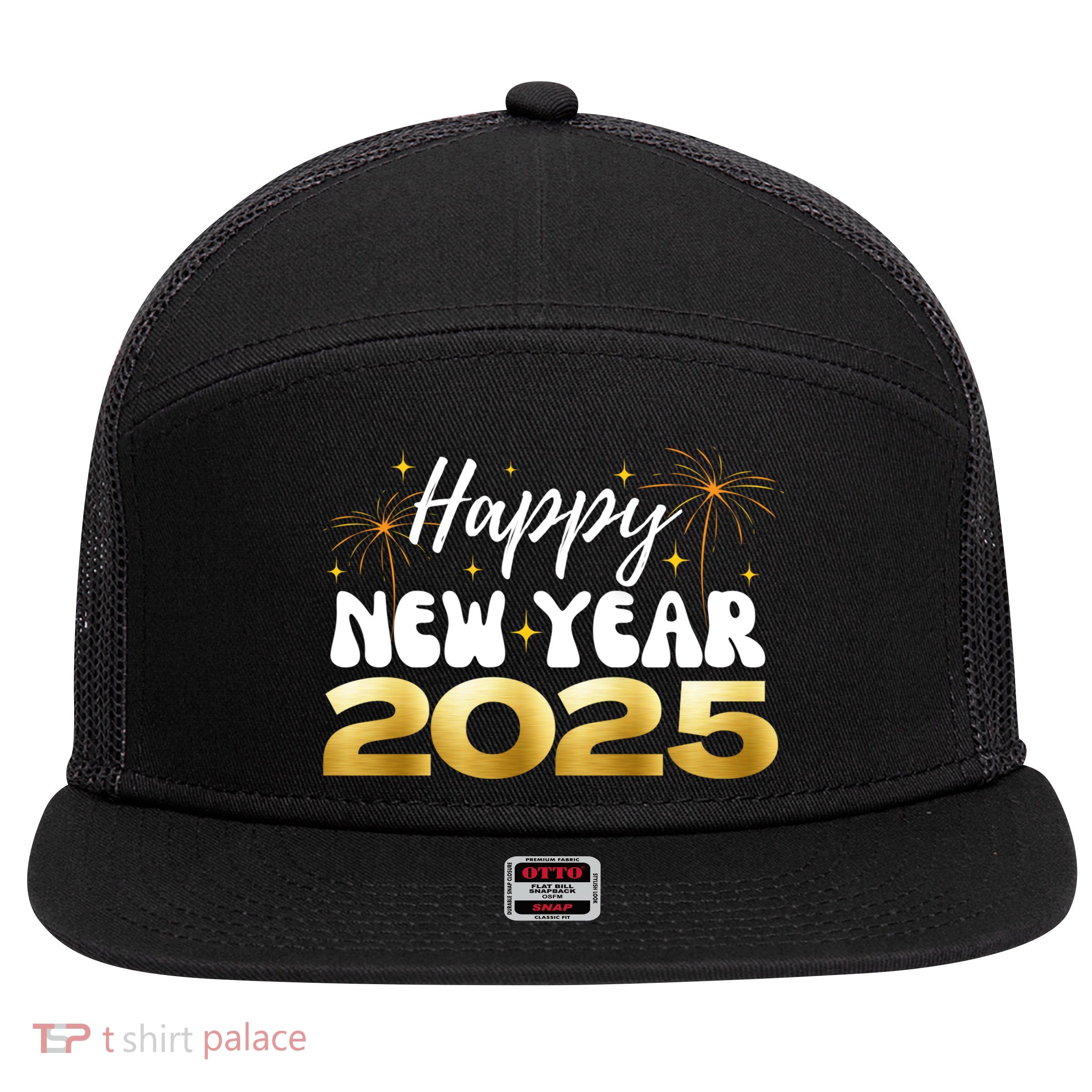 2025 Happy New Year Family Reunion Party New Year’S Eve Gift 7 Panel Mesh Trucker Snapback Hat