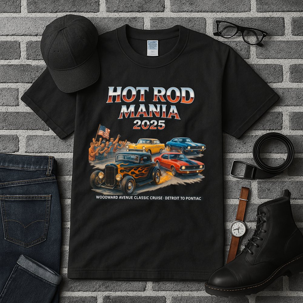 2025 Hot Rod Mania Cruise Woodward Ave Classic Cars Tall T-Shirt