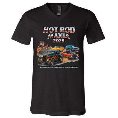 2025 Hot Rod Mania Cruise Woodward Ave Classic Cars V-Neck T-Shirt