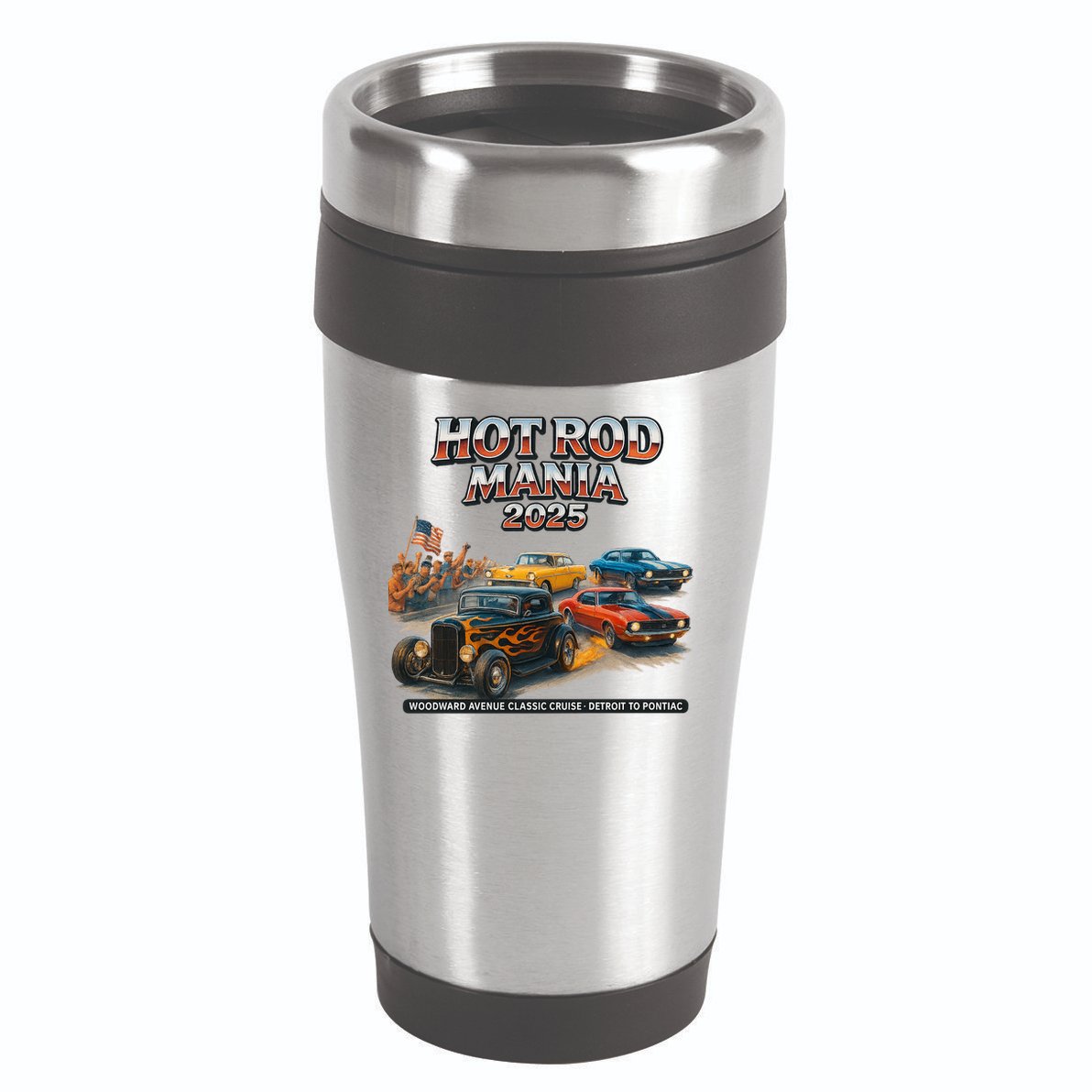 2025 Hot Rod Mania Cruise Woodward Ave Classic Cars 16oz Travel Tumbler