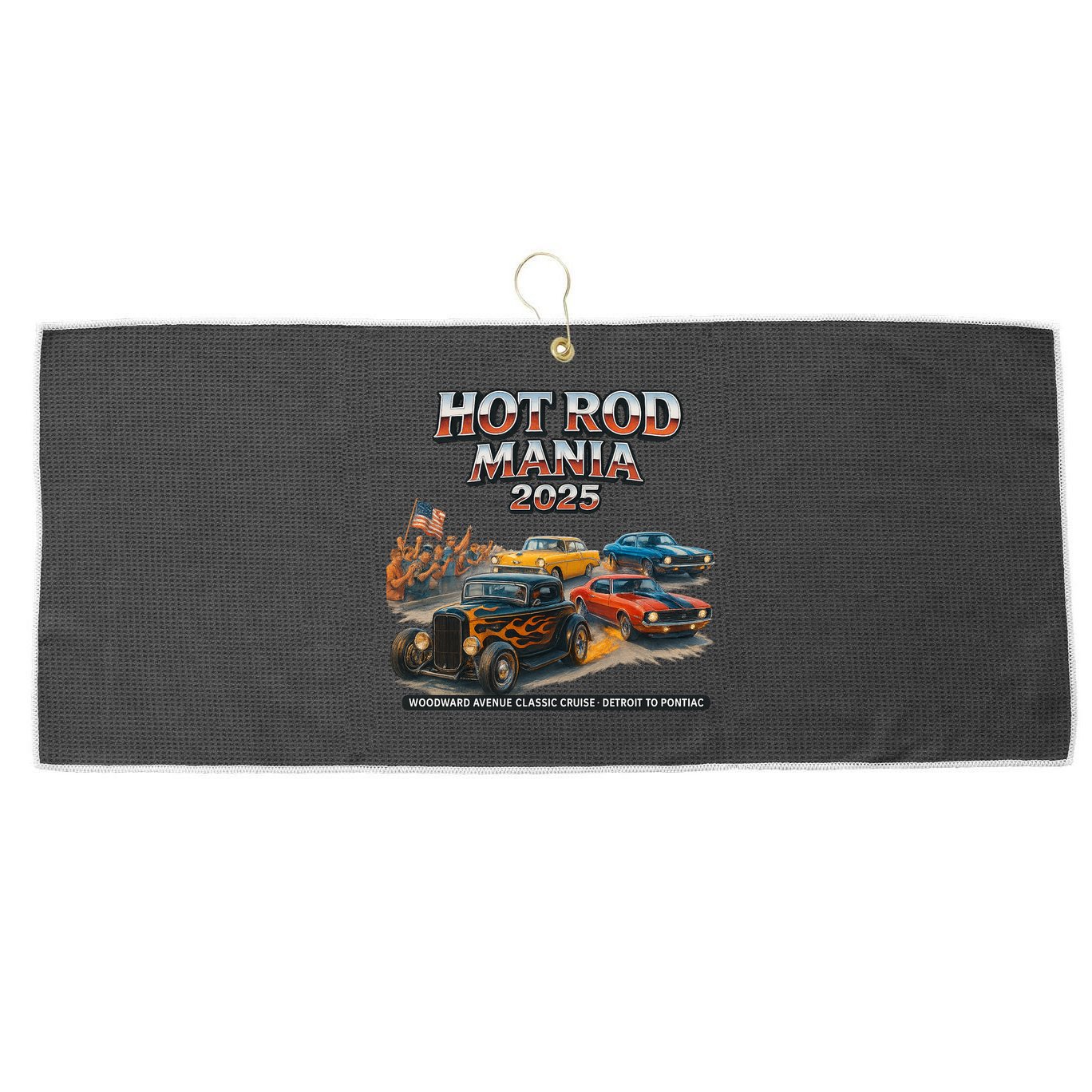 2025 Hot Rod Mania Cruise Woodward Ave Classic Cars Large Microfiber Waffle Golf Towel