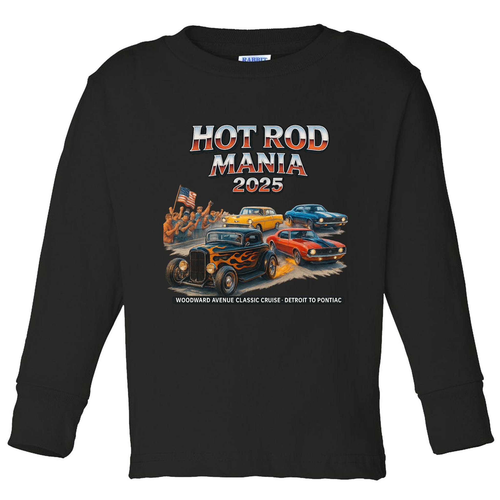 2025 Hot Rod Mania Cruise Woodward Ave Classic Cars Toddler Long Sleeve Shirt