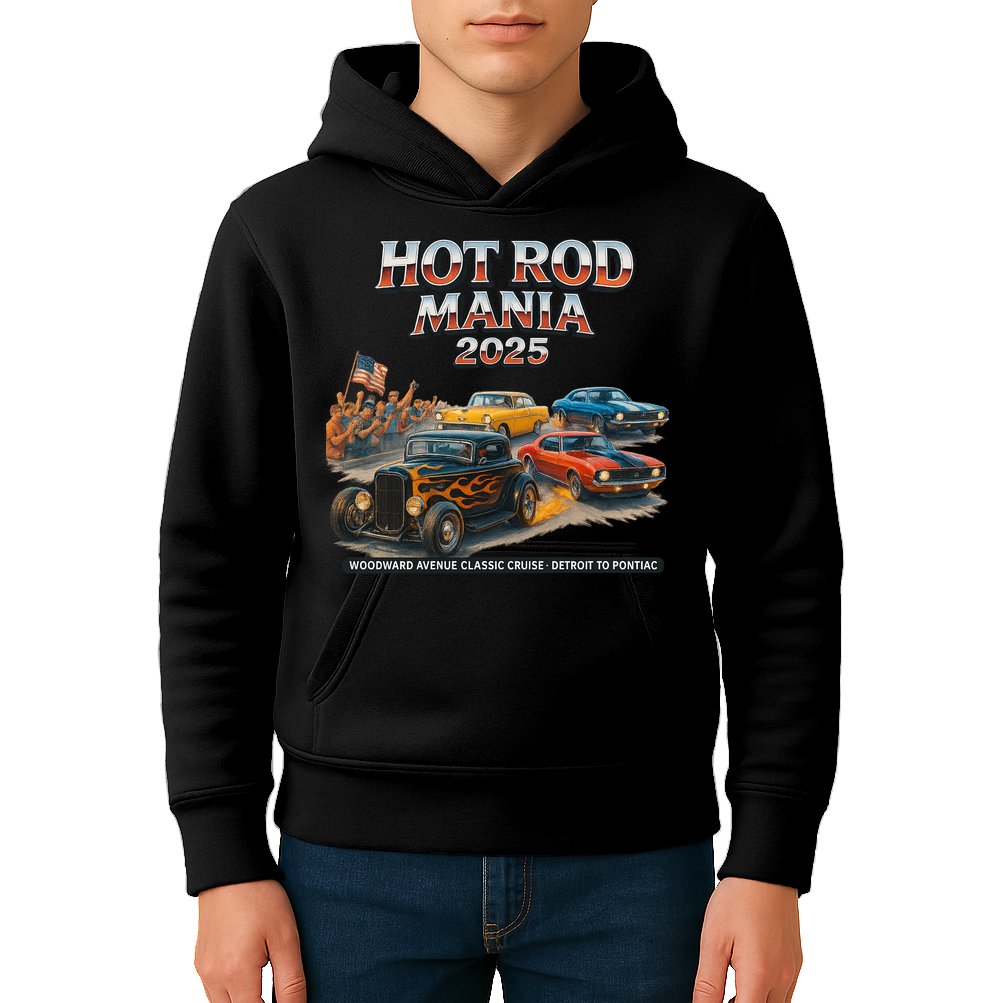 2025 Hot Rod Mania Cruise Woodward Ave Classic Cars Kids Hoodie