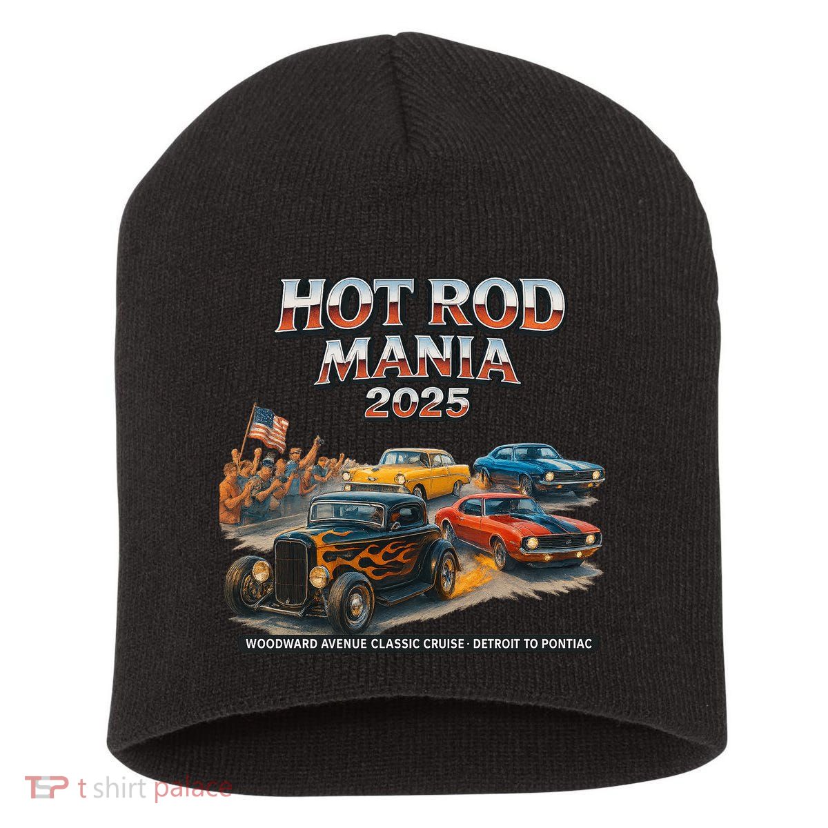 2025 Hot Rod Mania Cruise Woodward Ave Classic Cars Short Acrylic Beanie