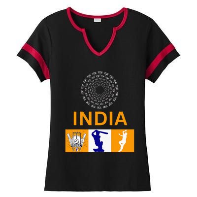 2024 India Cricket Jersey India Cricket In Usa Ladies Halftime Notch Neck Tee