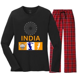 2024 India Cricket Jersey India Cricket In Usa Women's Long Sleeve Flannel Pajama Set 