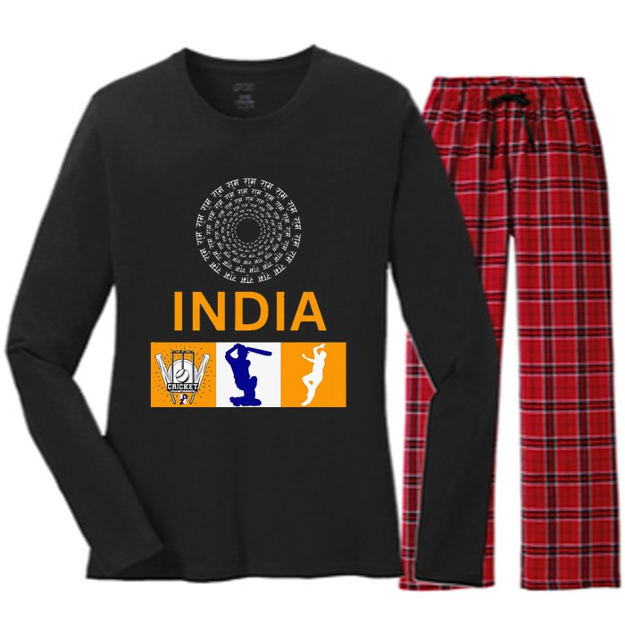 2024 India Cricket Jersey India Cricket In Usa Women's Long Sleeve Flannel Pajama Set 