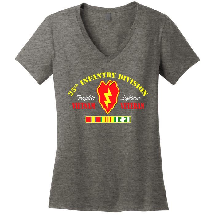 25th Infantry Division Vietnam Veteran Tropic Lightning Women's V-Neck T-Shirt