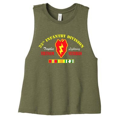 25th Infantry Division Vietnam Veteran Tropic Lightning Women's Racerback Cropped Tank