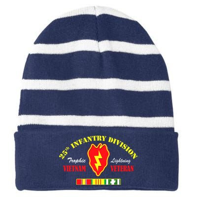 25th Infantry Division Vietnam Veteran Tropic Lightning Striped Beanie with Solid Band