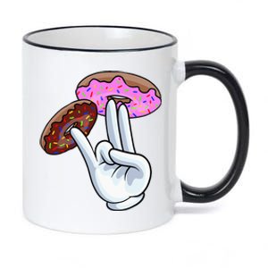 2 In The Pink 1 In The Stink I Dirty Donuts Hand Humor 11oz Black Color Changing Mug