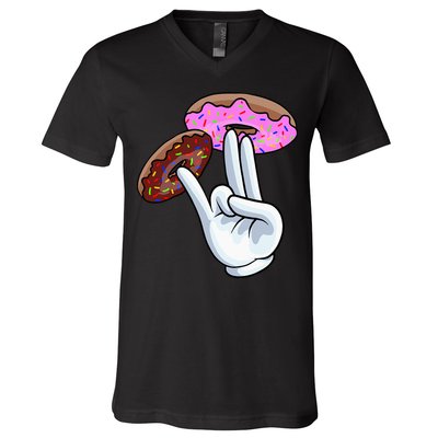 2 In The Pink 1 In The Stink I Dirty Donuts Hand Humor V-Neck T-Shirt