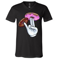 2 In The Pink 1 In The Stink I Dirty Donuts Hand Humor V-Neck T-Shirt