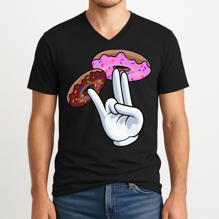 2 In The Pink 1 In The Stink I Dirty Donuts Hand Humor V-Neck T-Shirt