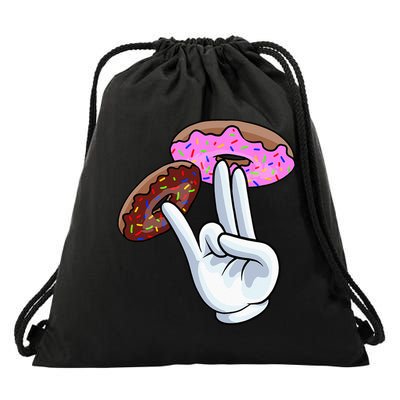 2 In The Pink 1 In The Stink I Dirty Donuts Hand Humor Drawstring Bag