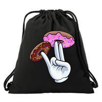 2 In The Pink 1 In The Stink I Dirty Donuts Hand Humor Drawstring Bag