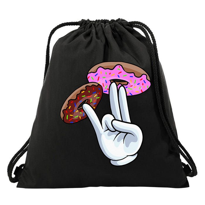 2 In The Pink 1 In The Stink I Dirty Donuts Hand Humor Drawstring Bag