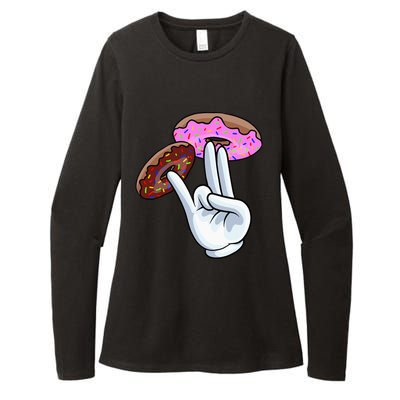 2 In The Pink 1 In The Stink I Dirty Donuts Hand Humor Womens CVC Long Sleeve Shirt