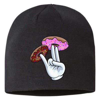 2 In The Pink 1 In The Stink I Dirty Donuts Hand Humor Sustainable Beanie