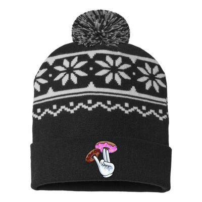 2 In The Pink 1 In The Stink I Dirty Donuts Hand Humor USA-Made Snowflake Beanie