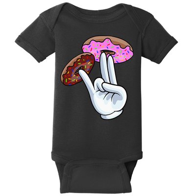 2 In The Pink 1 In The Stink I Dirty Donuts Hand Humor Baby Bodysuit