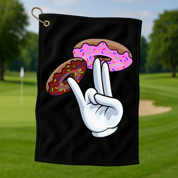 2 In The Pink 1 In The Stink I Dirty Donuts Hand Humor Golf Towel