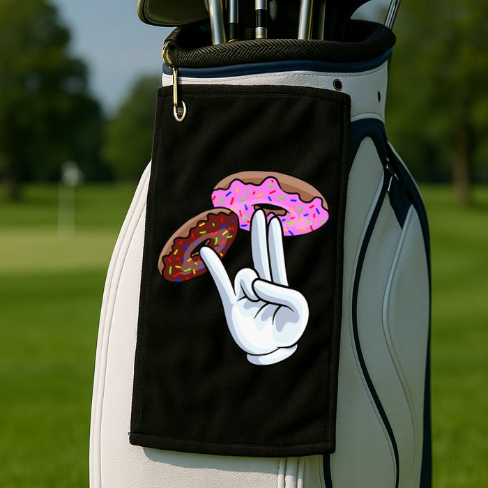 2 In The Pink 1 In The Stink I Dirty Donuts Hand Humor Golf Towel