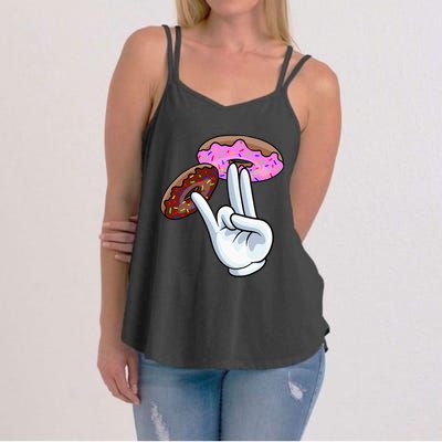 2 In The Pink 1 In The Stink I Dirty Donuts Hand Humor Women's Strappy Tank