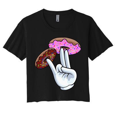 2 In The Pink 1 In The Stink I Dirty Donuts Hand Humor Crop Top