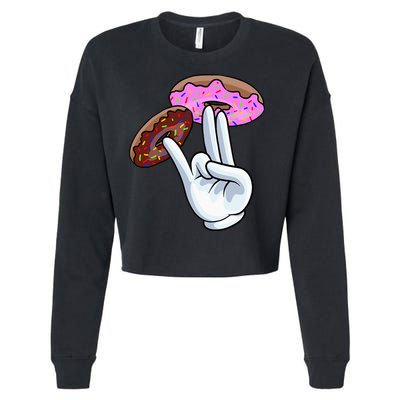 2 In The Pink 1 In The Stink I Dirty Donuts Hand Humor Cropped Pullover Crew